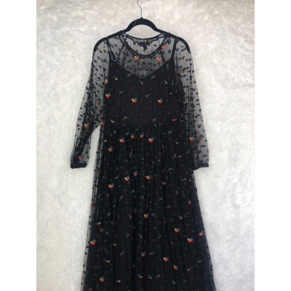 torrid Black Sheer Midi Dress with Colorful Floral Embroidery - Picture 8 of 16